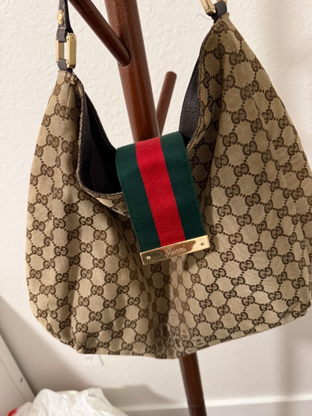 Gucci New Ladies Web GG Canvas Large Hobo Bag 211933 Brown Beige Vintage - Picture 6 of 8